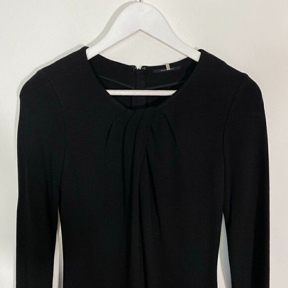 CLEARANCE - Elie Tahari Draped Neckline Long Sleeve Sheath LBD Dress - Picture 3 of 7